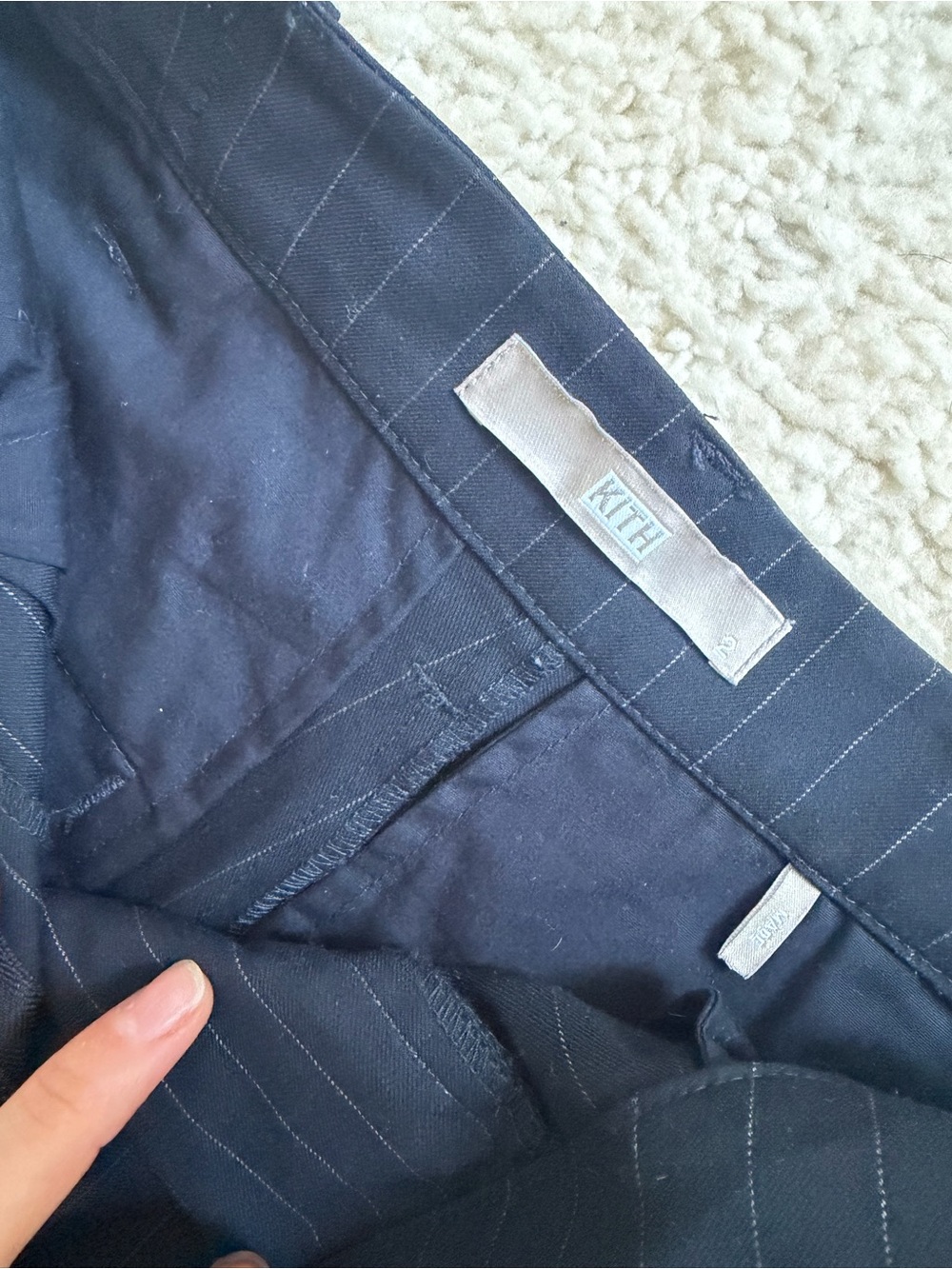 Kith Navy Pinstripe Trousers - Picture 5 of 7